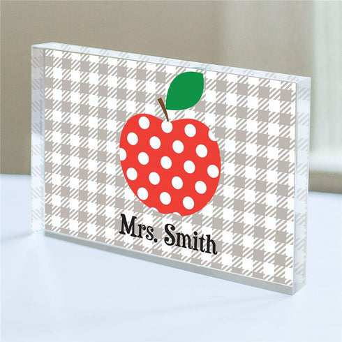 Personalized Apple Plaid Acrylic Keepsake - Sunny Jar Personalized™