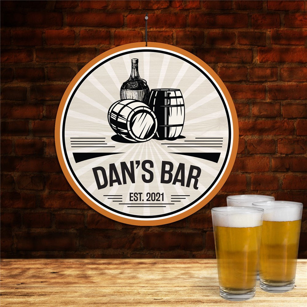 Personalized Bar Wall Hanger Circle Sign - Sunny Jar Personalized™