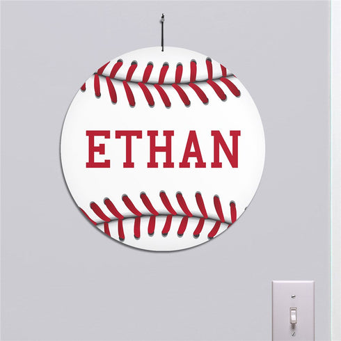 Personalized Baseball Round Wall Sign - Sunny Jar Personalized™