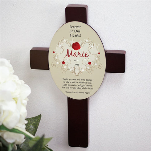 Forever In Our Hearts Keepsake Wall Cross Sympathy Gift - Sunny Jar Personalized™