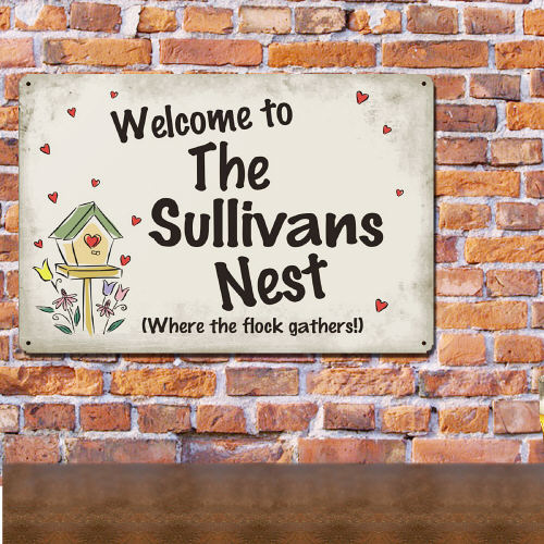 Personalized Welcome to our Nest Metal Sign - Sunny Jar Personalized™