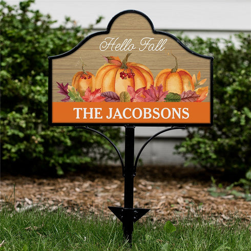 Personalized Pumpkins & Leaves Magnetic Yard Sign - Sunny Jar Personalized™