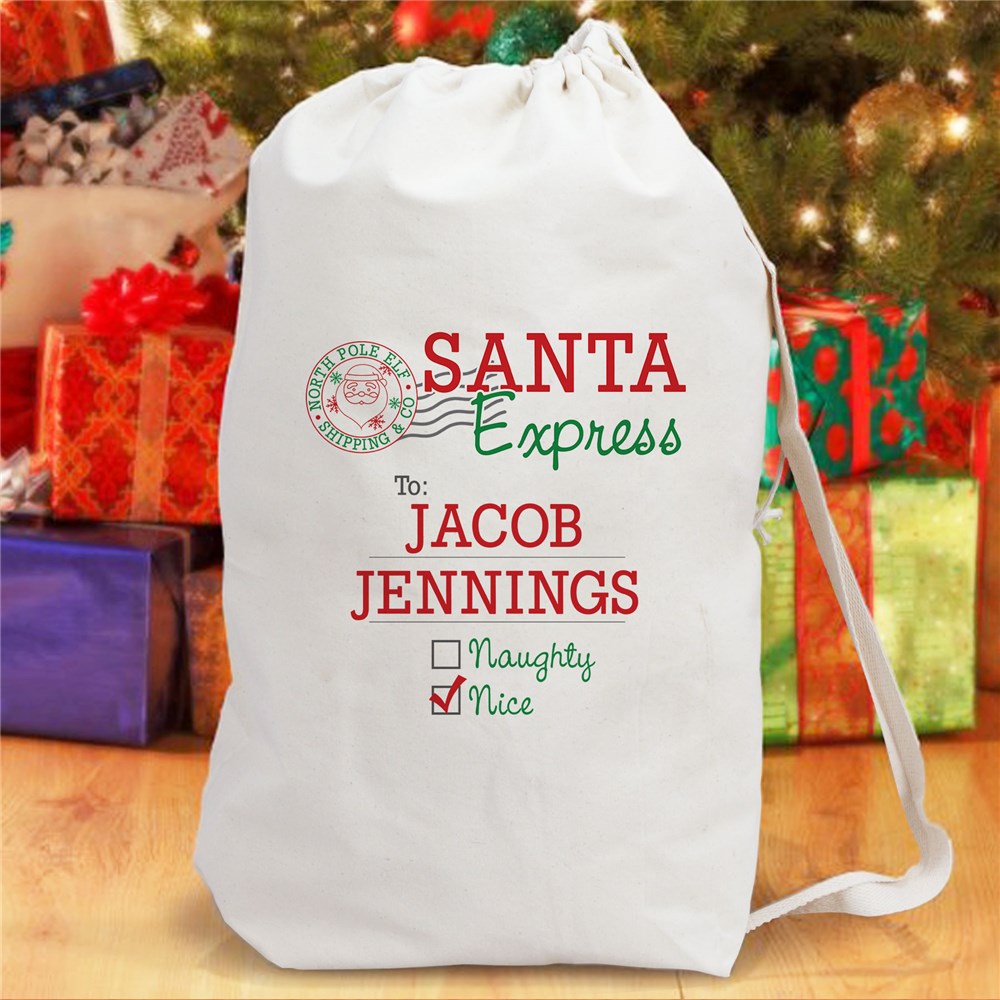 Personalized Santa Express Stamp Gift Sack - Sunny Jar Personalized™