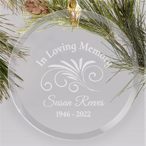 Engraved Memorial Round Glass Ornament - Sunny Jar Personalized™