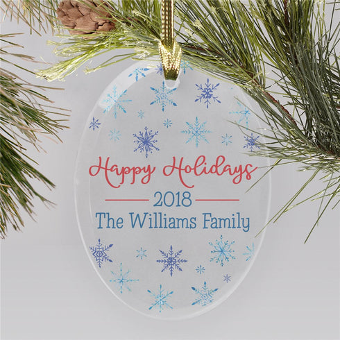 Snowflake Glass Oval Ornament - Sunny Jar Personalized™