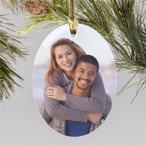 Personalized Photo Oval Glass Ornament - Sunny Jar Personalized™