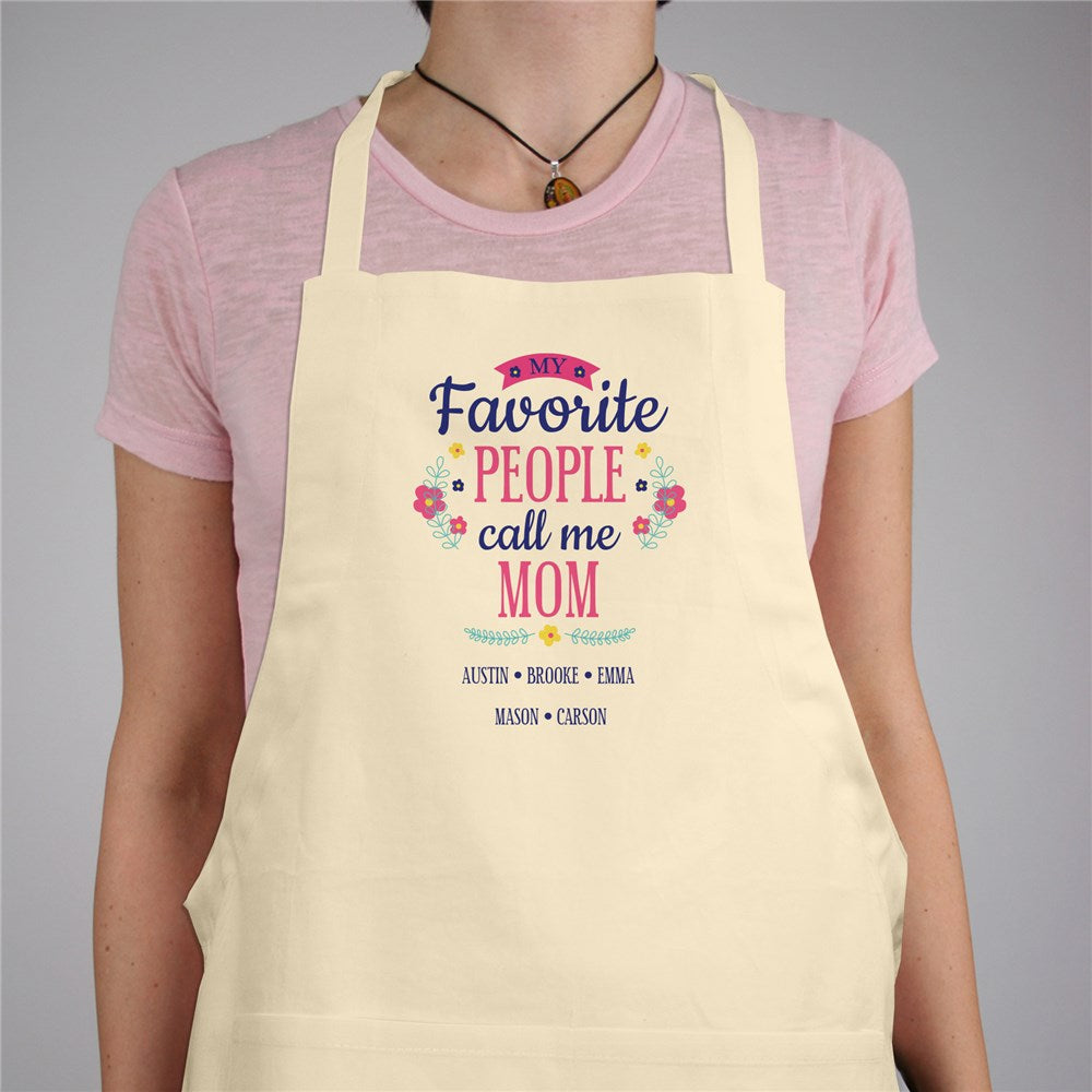 Personalized My Favorite People Call Me Floral Natural Apron - Sunny Jar Personalized™