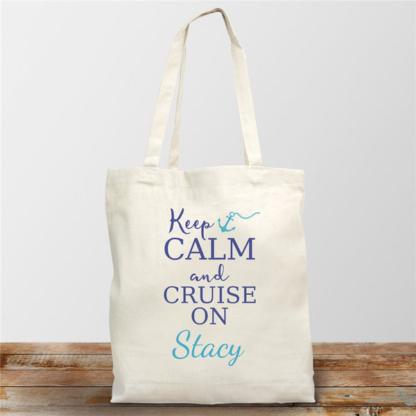 Personalized Keep Calm and Cruise On Tote Bag - Sunny Jar Personalized™