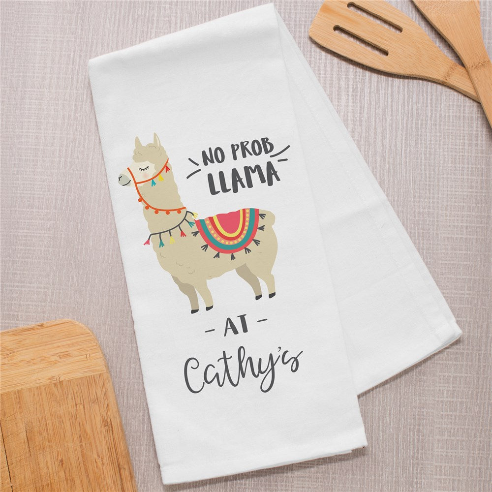 Personalized No-Prob Llama Dish Towel - Sunny Jar Personalized™