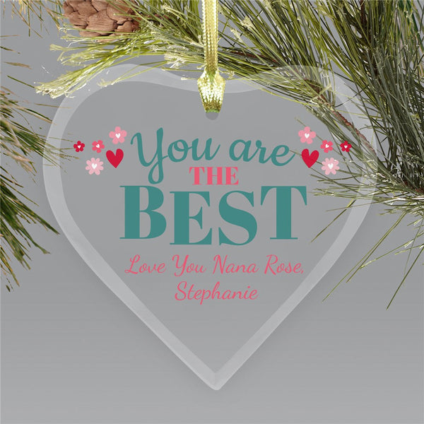 Personalized You Are The Best Mom Heart Shaped Jade Glass Ornament - Sunny Jar Personalized™