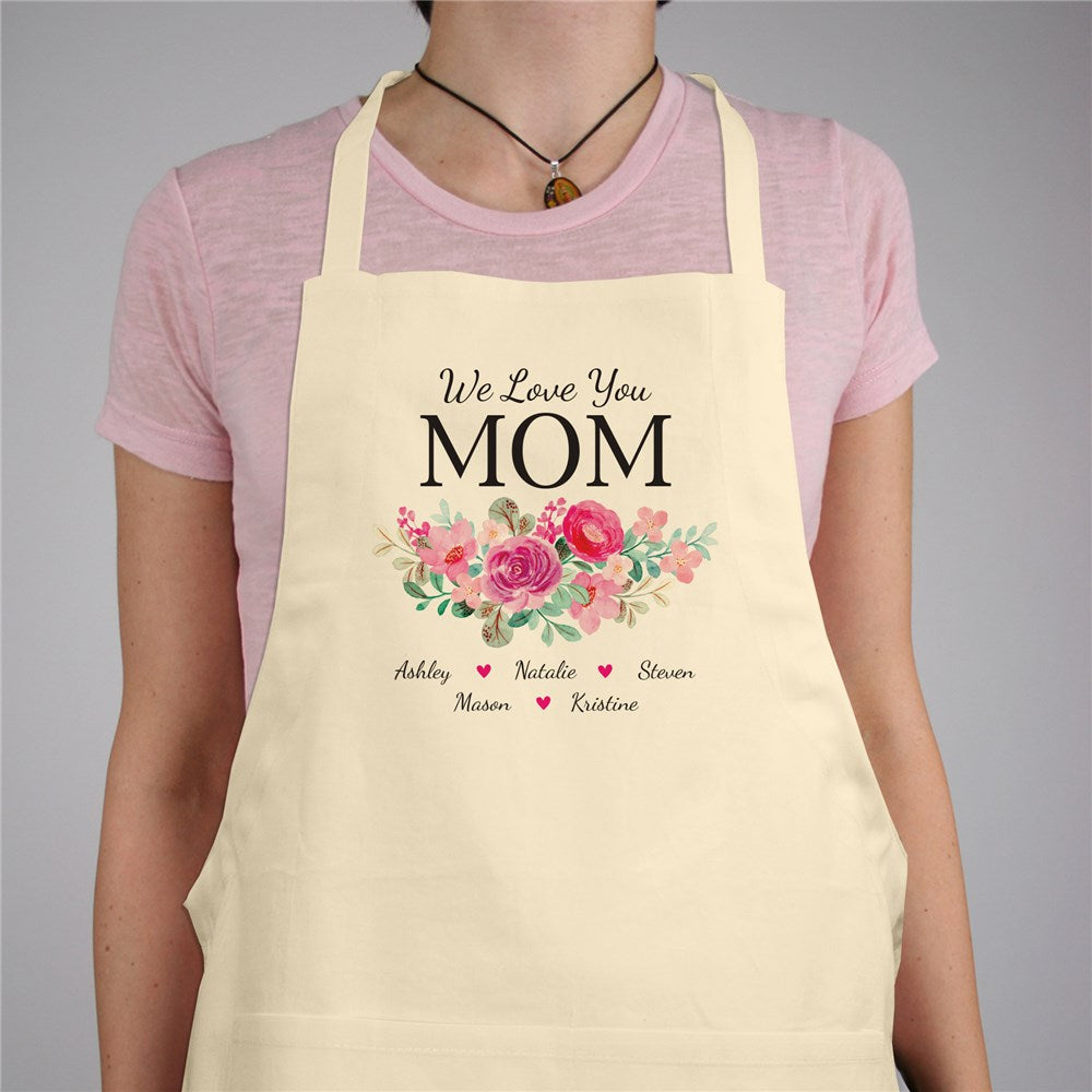 Personalized Floral Mom Natural Apron - Sunny Jar Personalized™