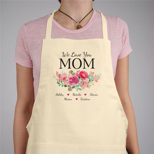 Personalized Floral Mom Natural Apron - Sunny Jar Personalized™