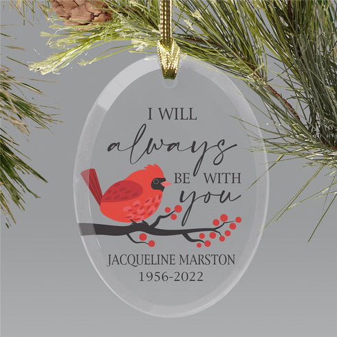 Personalized Cardinal I will always be with you Oval Glass Ornament - Sunny Jar Personalized™