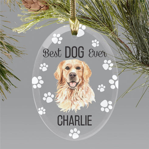 Personalized Best Dog Ever Oval Glass Ornament - Sunny Jar Personalized™