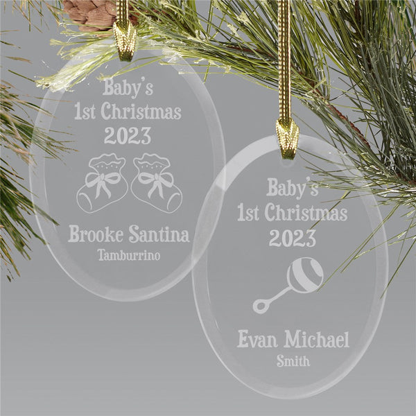 Baby's First Christmas Ornament | Glass Oval Ornament - Sunny Jar Personalized™