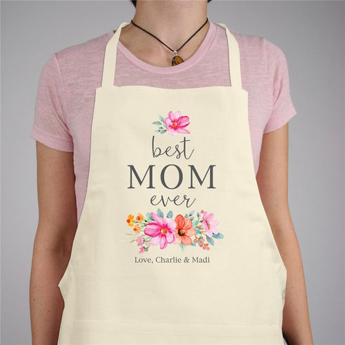 Personalized Floral Best Mom Ever Apron - Sunny Jar Personalized™