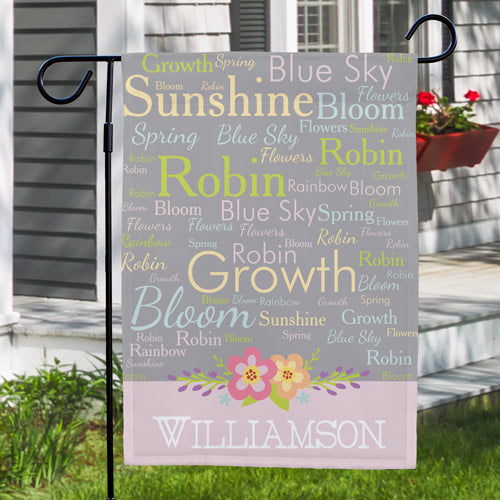 Personalized Spring Words Garden Flag - Sunny Jar Personalized™