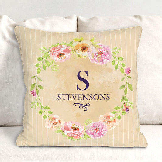 Personalized Floral Spring Throw Pillow - Sunny Jar Personalized™