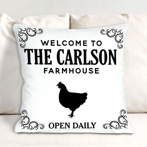 Personalized Welcome To The Farmhouse Pillow - Sunny Jar Personalized™