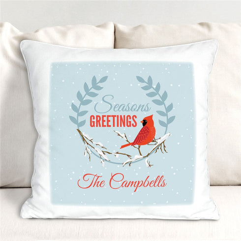 Season’s Greetings Cardinal Throw Pillow - Sunny Jar Personalized™