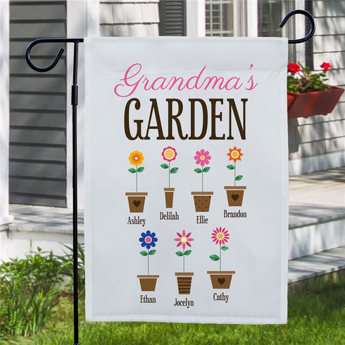 Personalized Grandma's Garden Flower Pots Garden Flag - Sunny Jar Personalized™