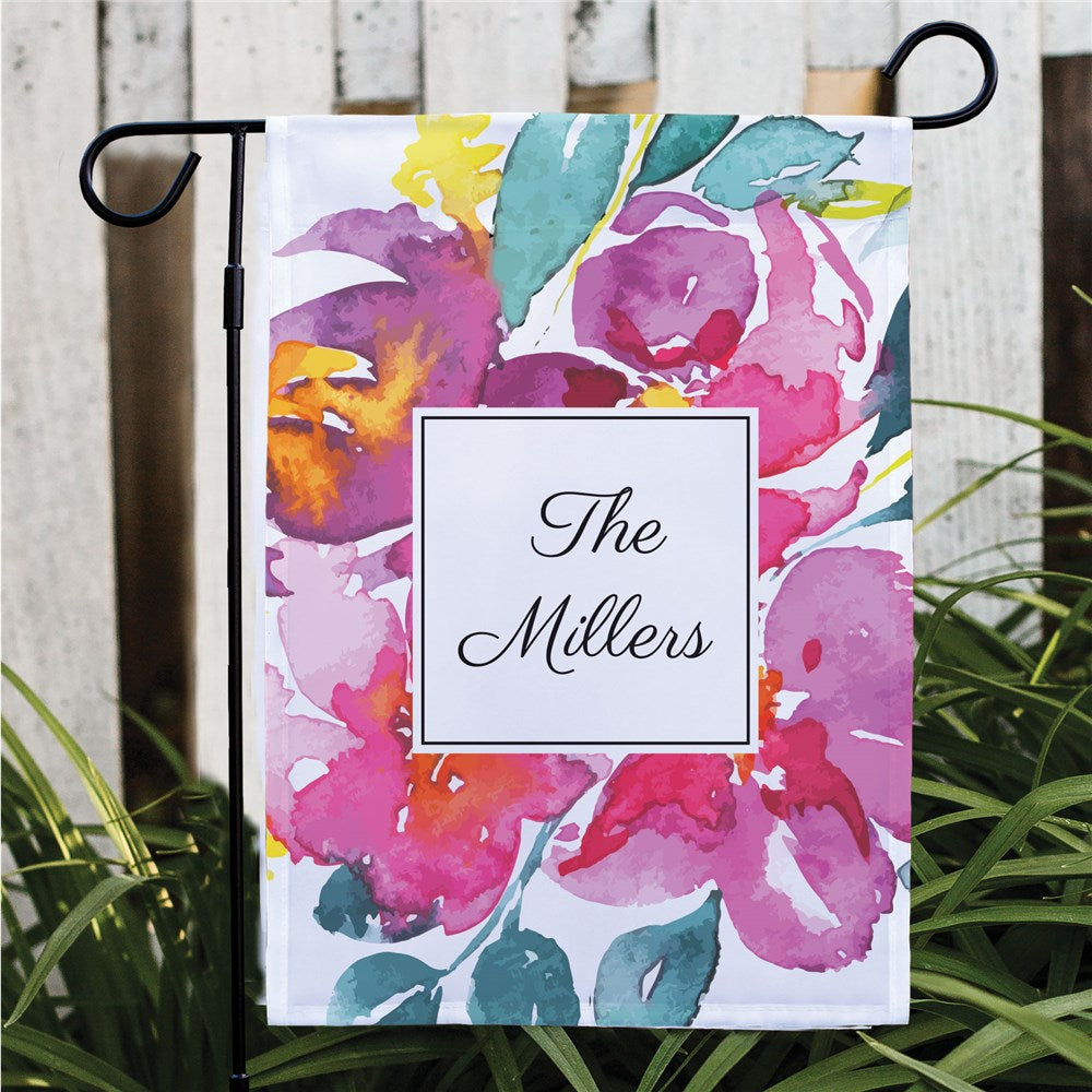 Personalized Watercolor 12x18 Garden Flag - Sunny Jar Personalized™