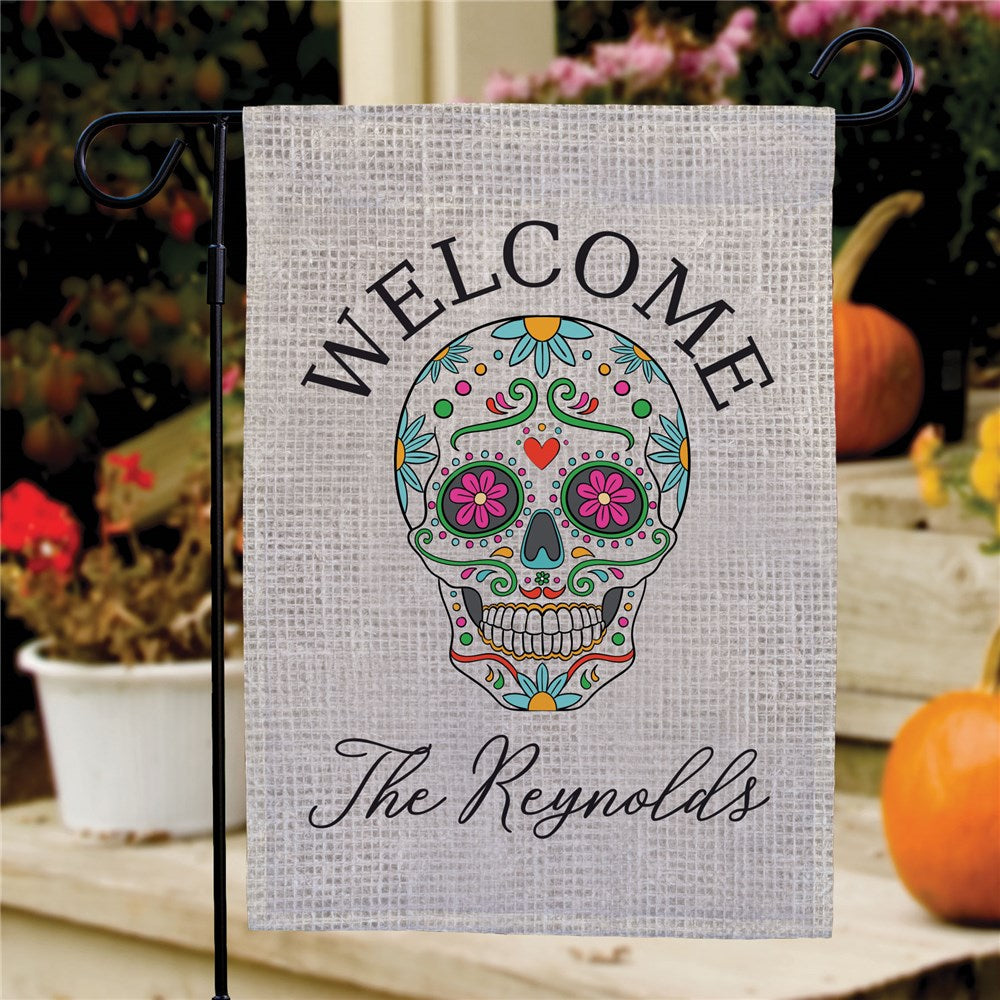 Personalized Sugar Skull Garden Flag - Sunny Jar Personalized™