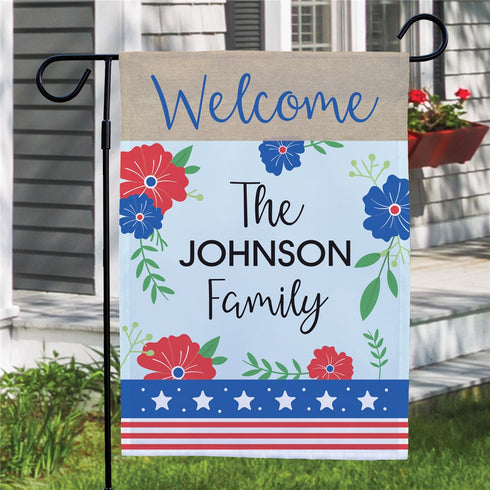 Personalized Patriotic Floral Garden Flag, Personalized Flag - Sunny Jar Personalized™