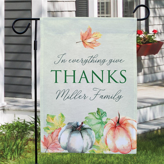 In Everything Give Thanks Personalized Garden Flag - Sunny Jar Personalized™