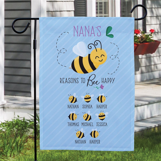 Personalized Reasons To Bee Happy Garden Flag - Sunny Jar Personalized™