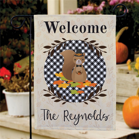 Personalized Welcome Squirrel Garden Flag - Sunny Jar Personalized™