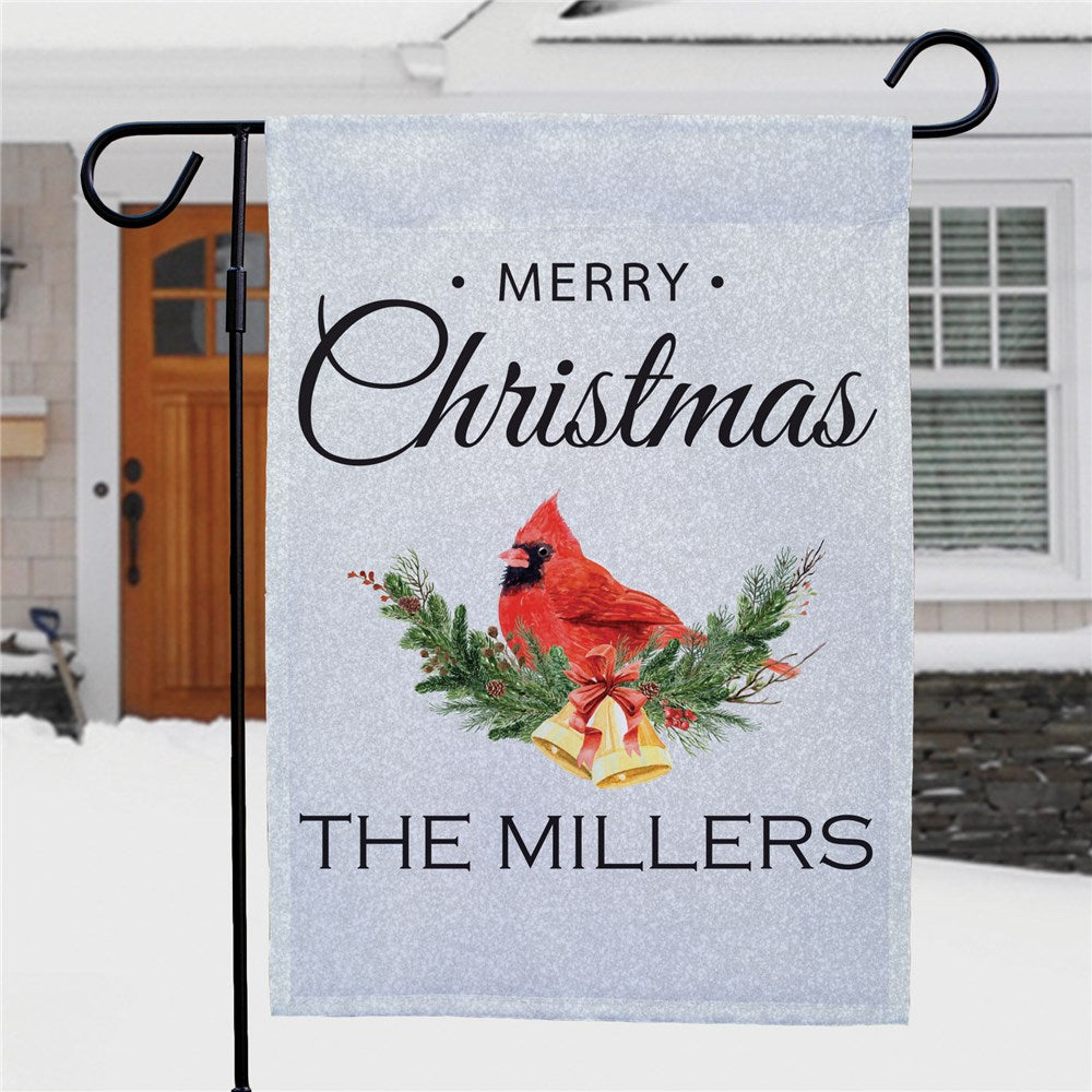 Personalized Merry Christmas Cardinal Garden Flag - Sunny Jar Personalized™