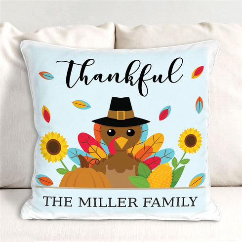 Personalized Thankful Turkey Throw Pillow - Sunny Jar Personalized™