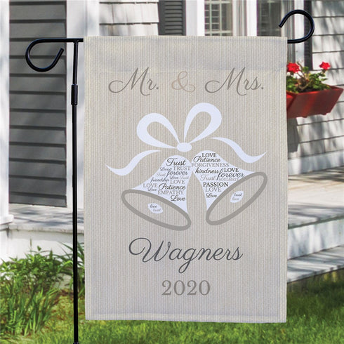 Personalized Wedding Bells Word Art Garden Flag - Sunny Jar Personalized™