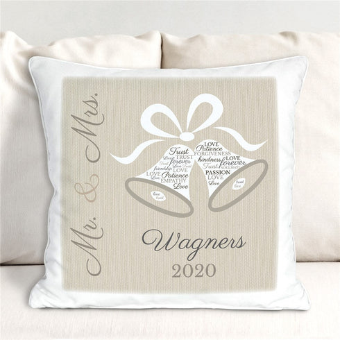 Personalized Wedding Bells Word Art Throw Pillow - Sunny Jar Personalized™