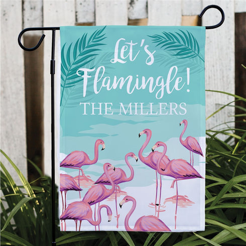 Personalized Let's Flamingo 12x18 garden flag - Sunny Jar Personalized™