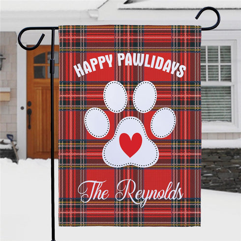 Personalized Happy Pawlidays Garden Flag - Sunny Jar Personalized™