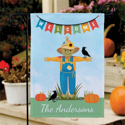 Personalized Welcome Scarecrow Garden Flag - Sunny Jar Personalized™