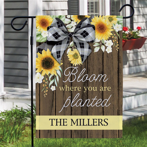 Personalized Bloom Where You are Planted Garden Flag - Sunny Jar Personalized™