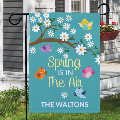 Personalized Spring Is In The Air Cute Birds Garden Flag - Sunny Jar Personalized™