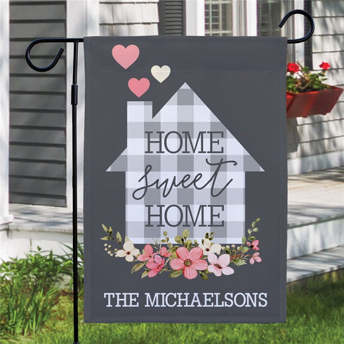 Personalized Plaid House Garden Flag - Sunny Jar Personalized™