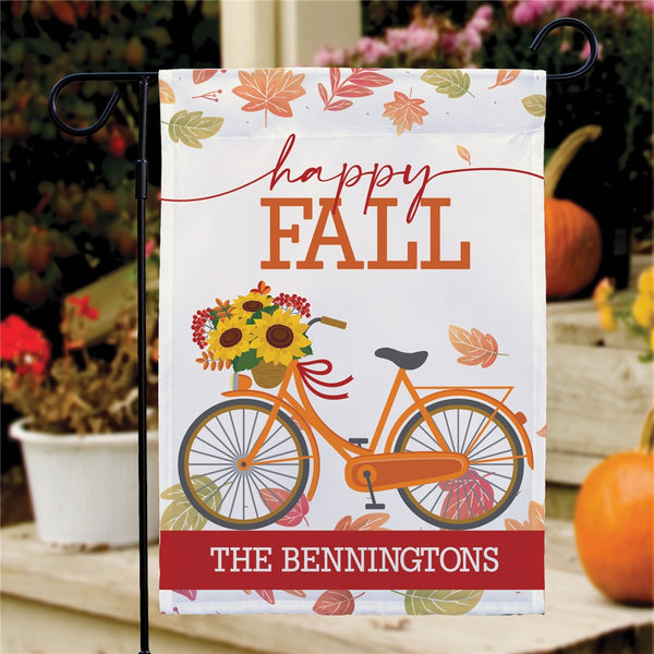 Personalized Happy Fall Bike Garden Flag - Sunny Jar Personalized™