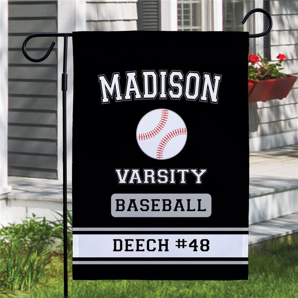 Personalized Baseball Grey and White Garden Flag - Sunny Jar Personalized™