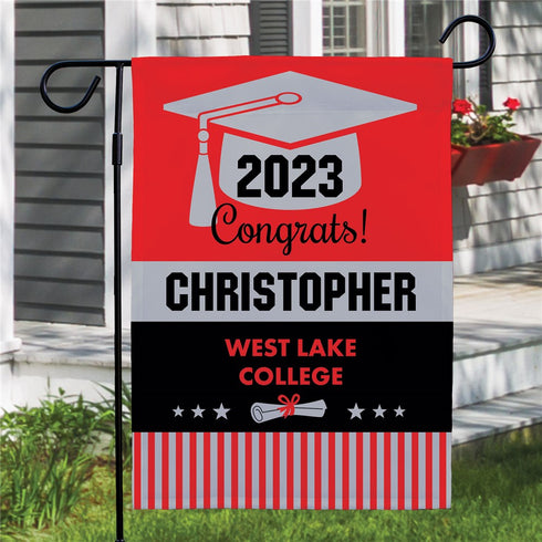 Personalized Graduation Stripes Garden Flag - Sunny Jar Personalized™