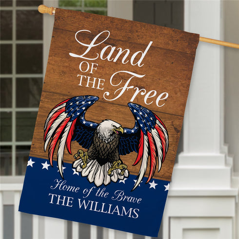 Personalized Land of the Free Eagle House Flag - Sunny Jar Personalized™