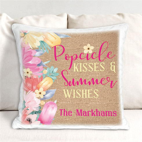 Personalized Popsicle Kisses & Summer Wishes Throw Pillow - Sunny Jar Personalized™