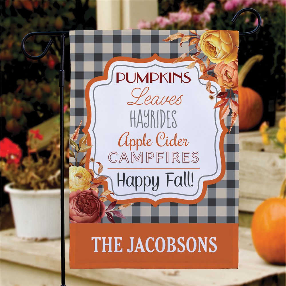 Personalized Fall List Plaid Garden Flag - Sunny Jar Personalized™