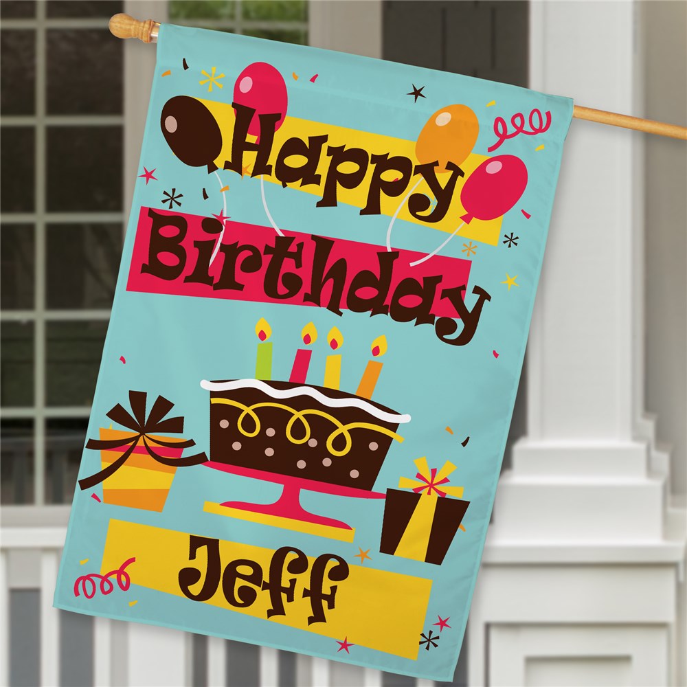 Personalized Happy Birthday House Flag - Sunny Jar Personalized™