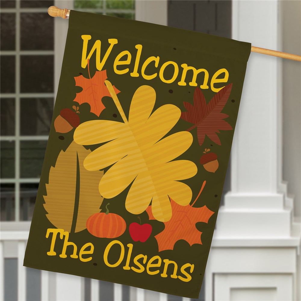 Personalized Welcome Fall House Flag - Sunny Jar Personalized™