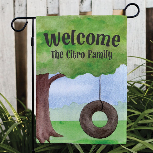 Personalized Tire Swing Welcome Garden Flag - Sunny Jar Personalized™